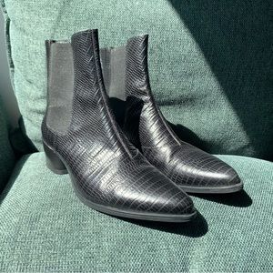 Vagabond Shoemakers Lara Embossed Leather Mid Calf Heeled Boot Size US 11/EU 41